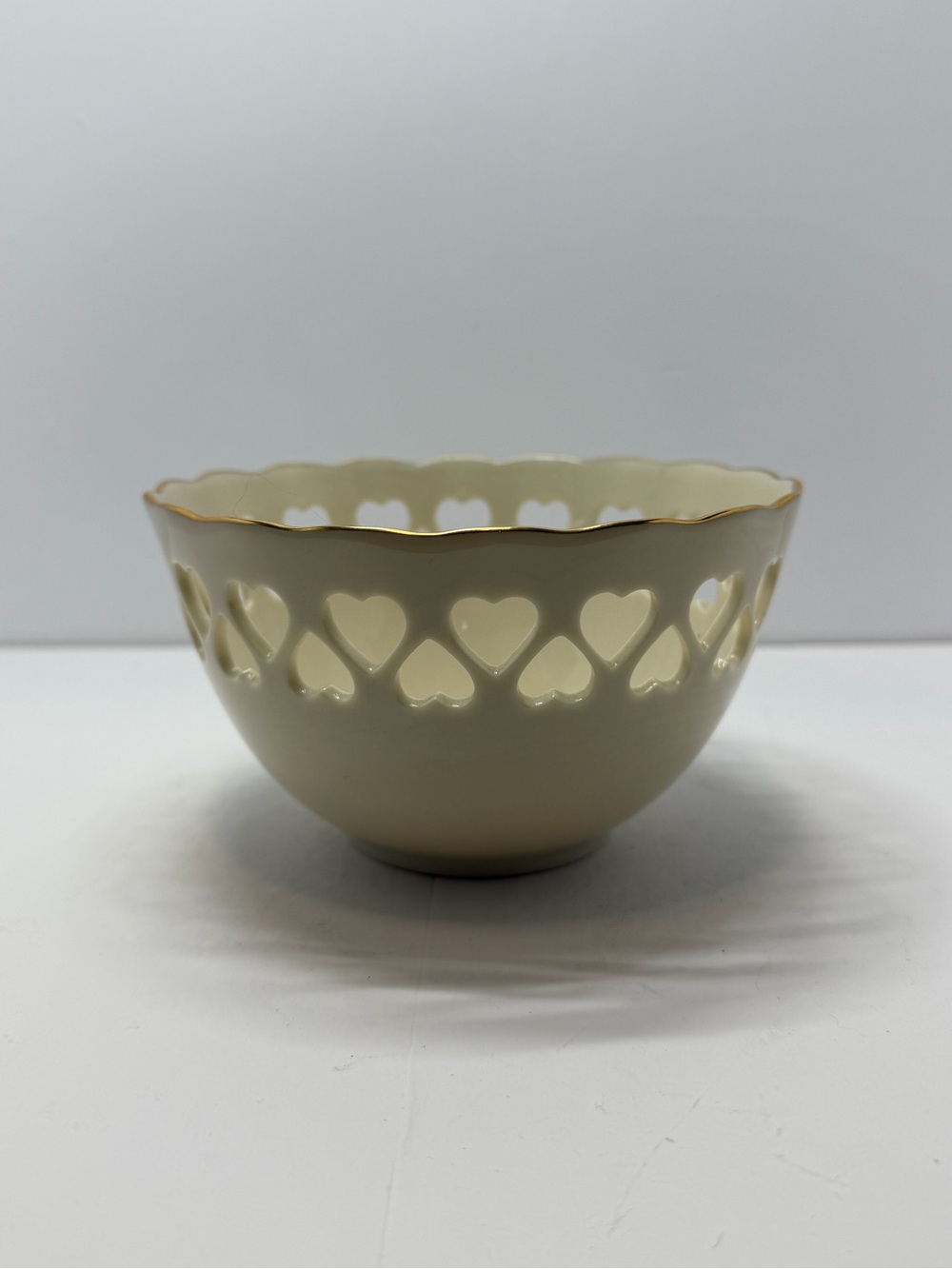 Lenox Ivory Fine China Cut-Out Heart Bowl with 24K Gold Trim